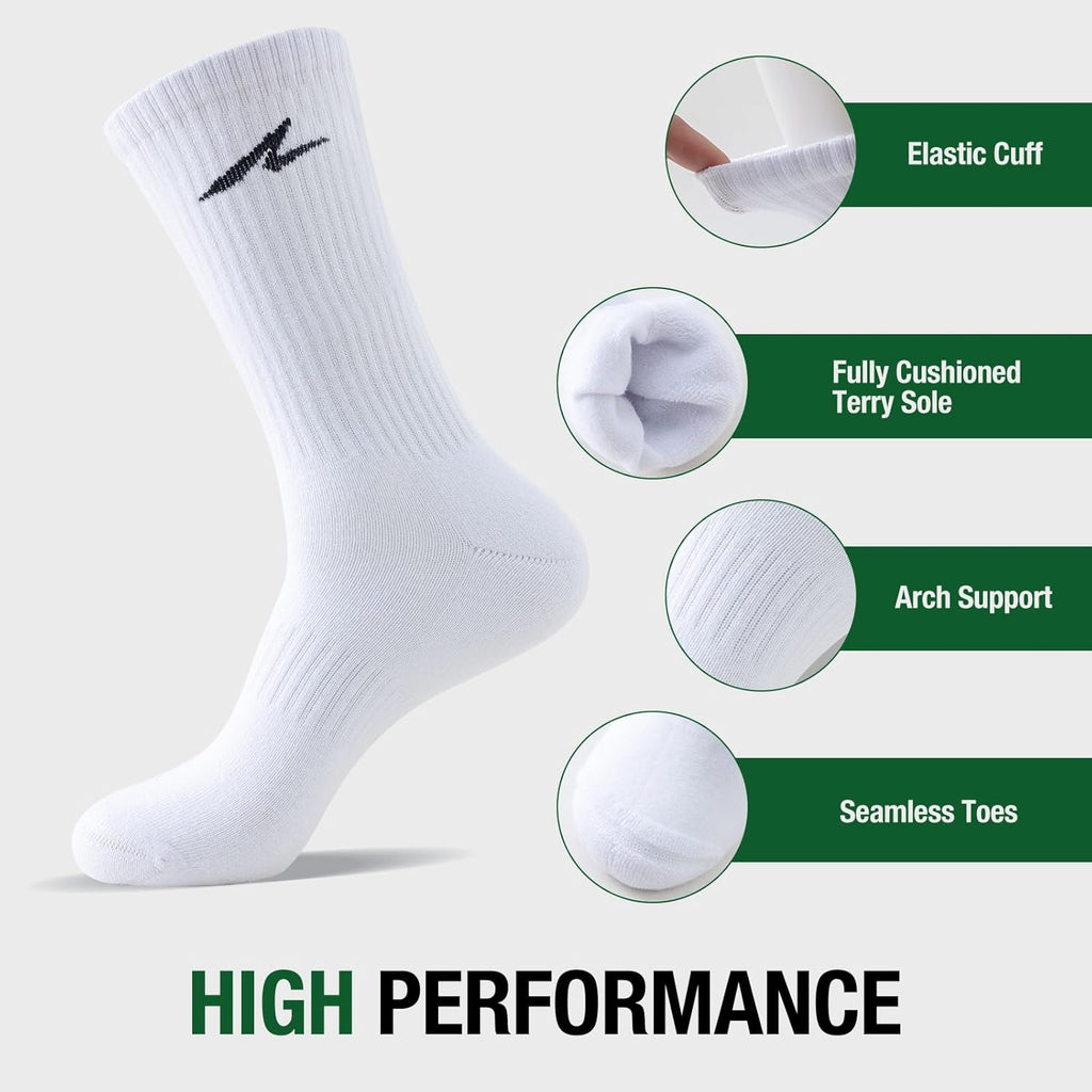 Niorasen Cushioned Sports Socks — Combed Cotton Gym Running Socks for Men & Women