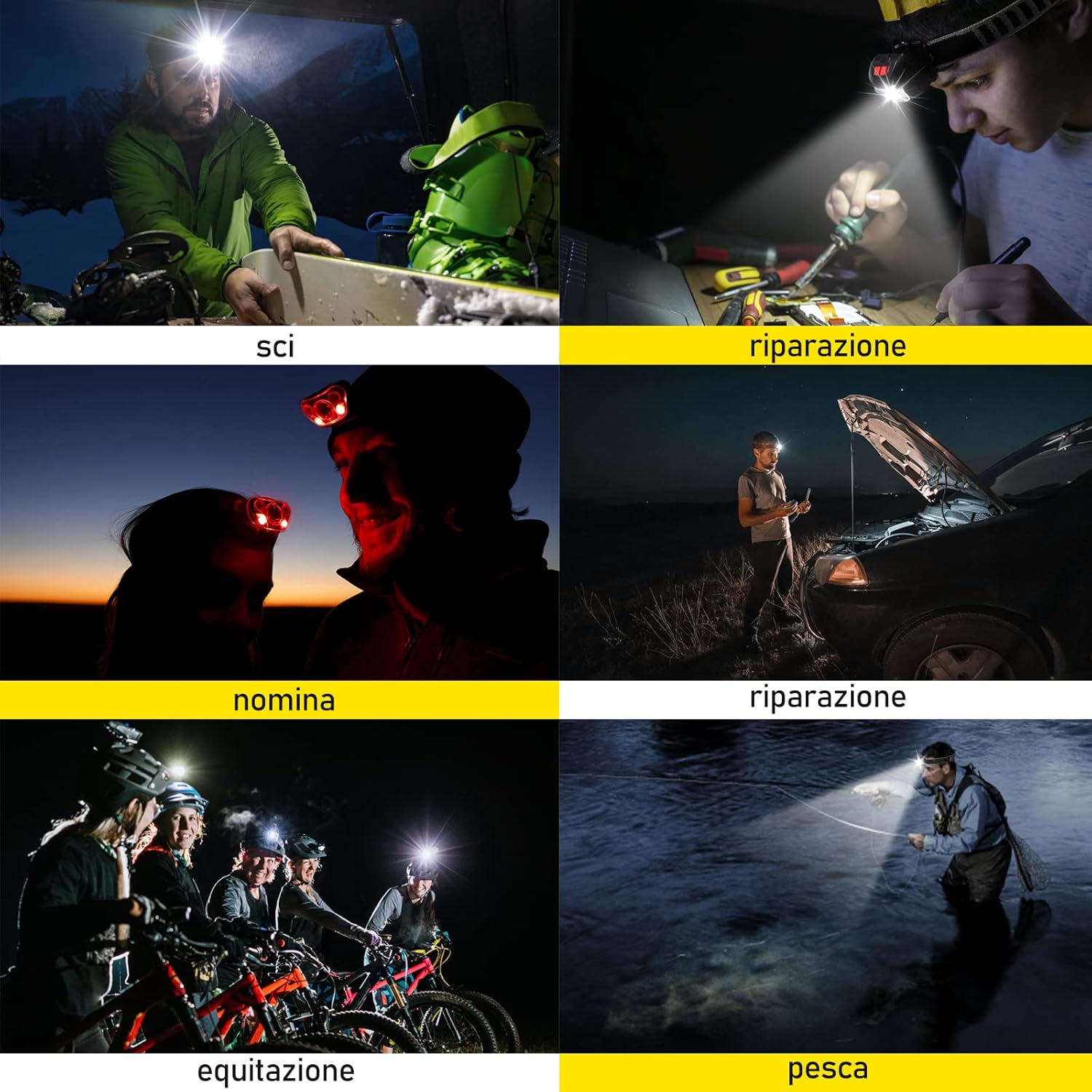 Vinabo LED Head Torch — 500 Lumen Lightweight Headlamp with 6 Modes