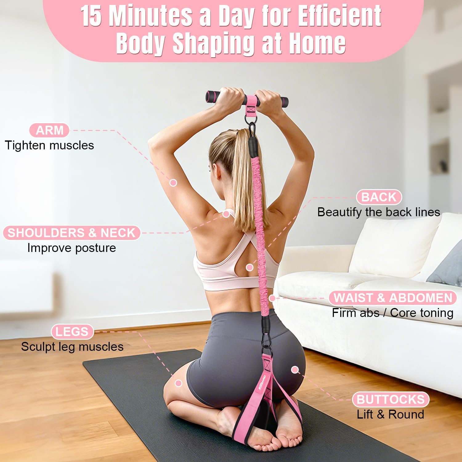 Multifunction Pedal Resistance Band — 3-Tube Ab & Sit-Up Trainer for Women