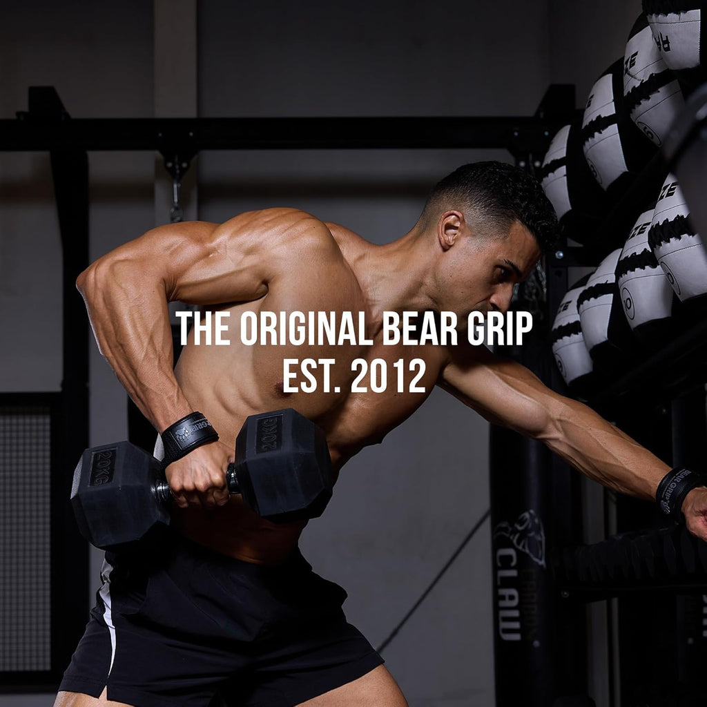 BEAR GRIP Weight Lifting Straps — Premium Neoprene Padded Gym Straps for Deadlifts