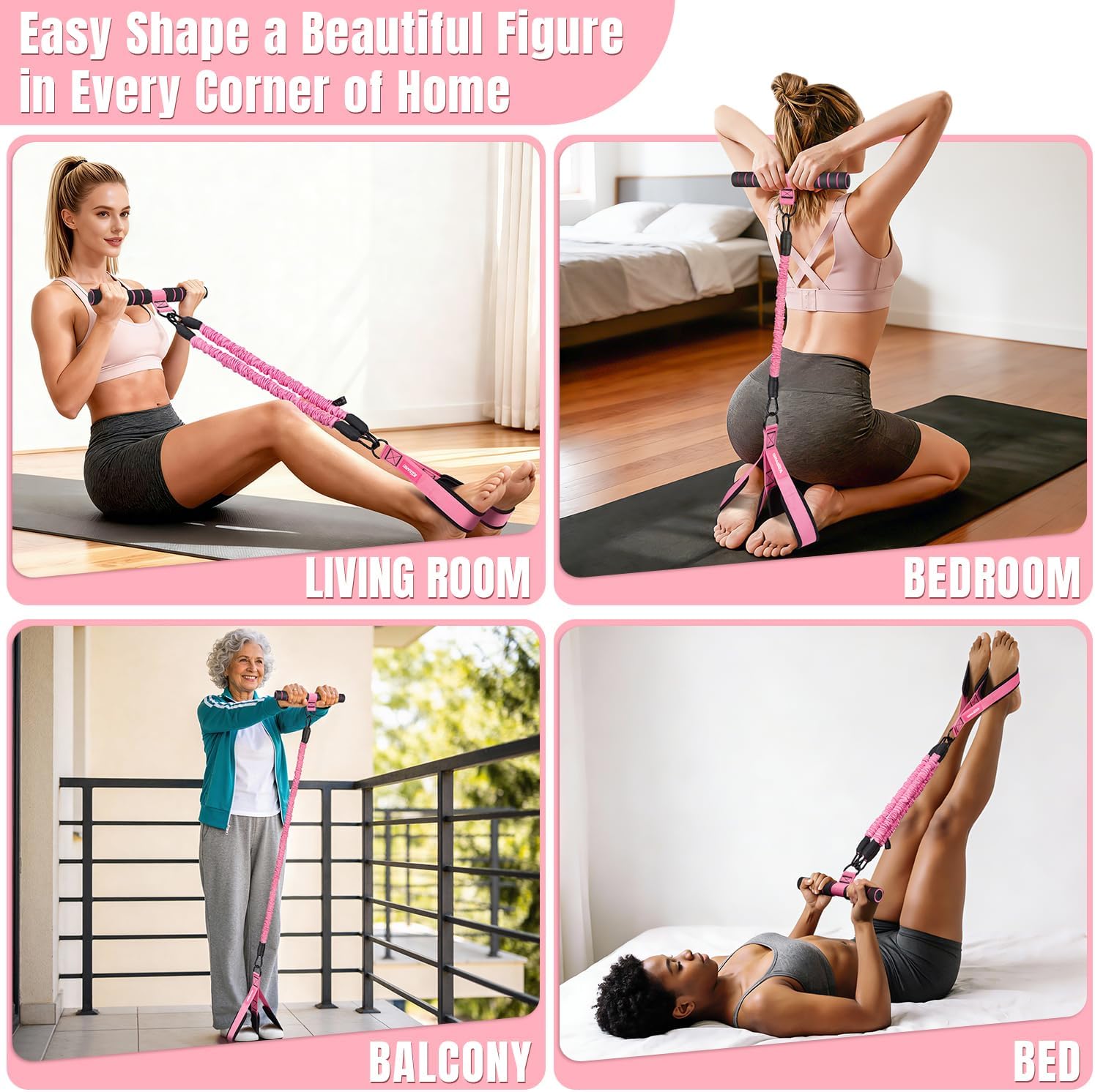 Multifunction Pedal Resistance Band — 3-Tube Ab & Sit-Up Trainer for Women