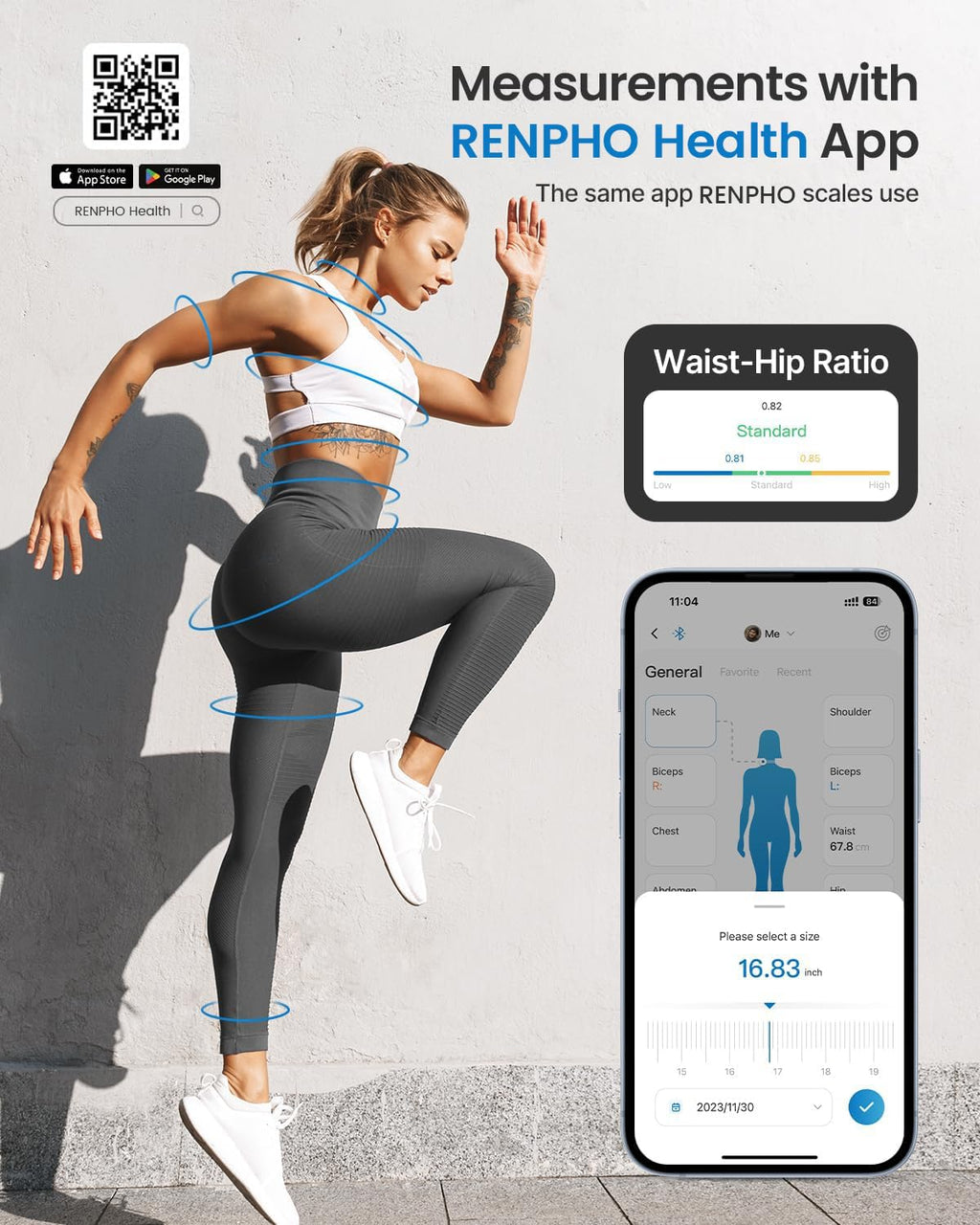 RENPHO Smart Tape Measure — App Body Measurement Tool for Fitness & Weight Loss