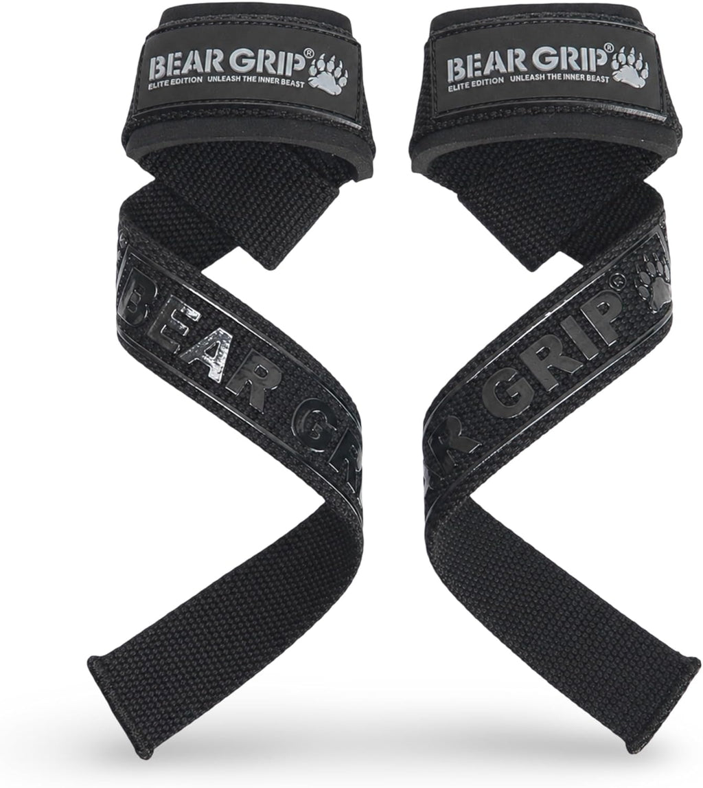 BEAR GRIP Weight Lifting Straps — Premium Neoprene Padded Gym Straps for Deadlifts