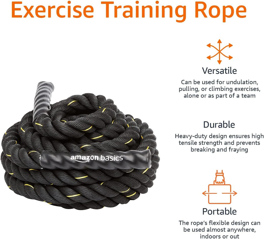 Amazon Basics Battle Rope — Heavy Training Rope for Strength & Cardio