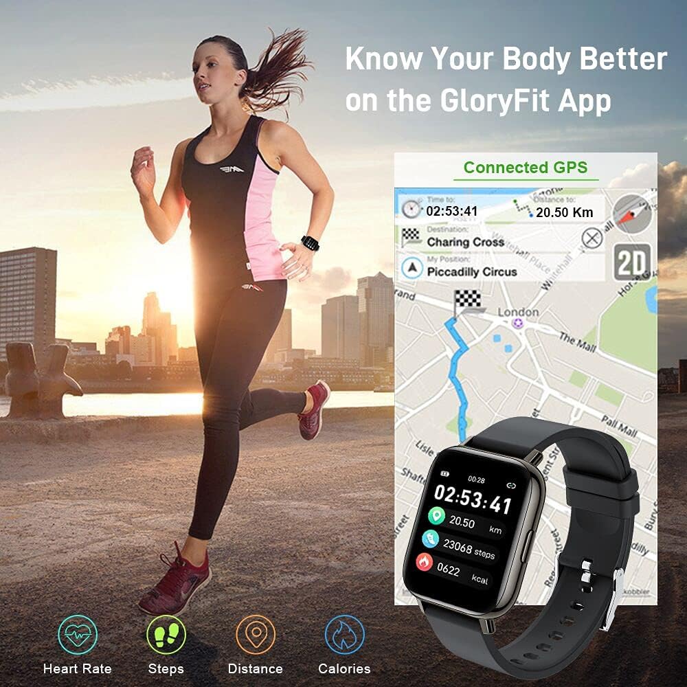 Smart Watch & Fitness Tracker — 1.69 inch HR & Sleep Monitor, IP68 Waterproof