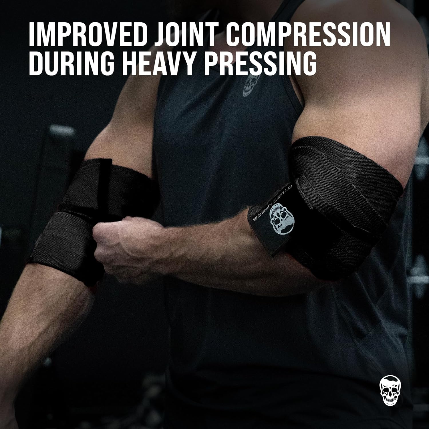 Gymreapers Elbow Wraps (Pair) — 40 inch Compression Support for Bench Press