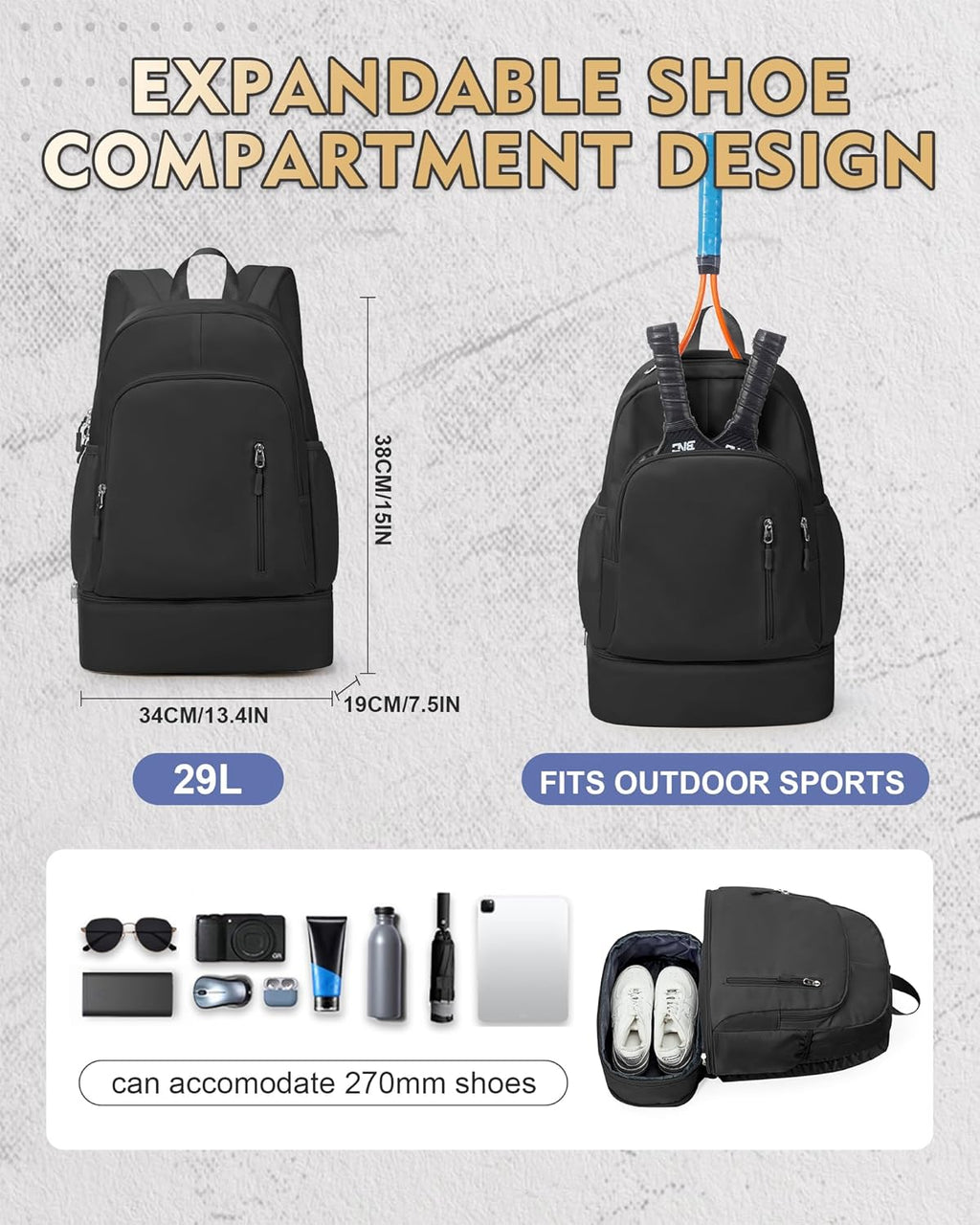 Gym Backpack with Shoe Compartment — Waterproof Sports & Swim Backpack