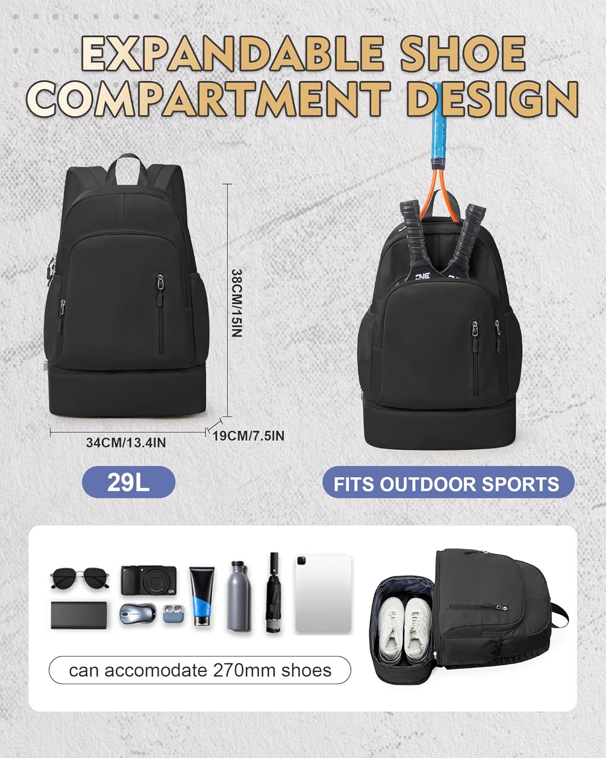 Gym Backpack with Shoe Compartment — Waterproof Sports & Swim Backpack