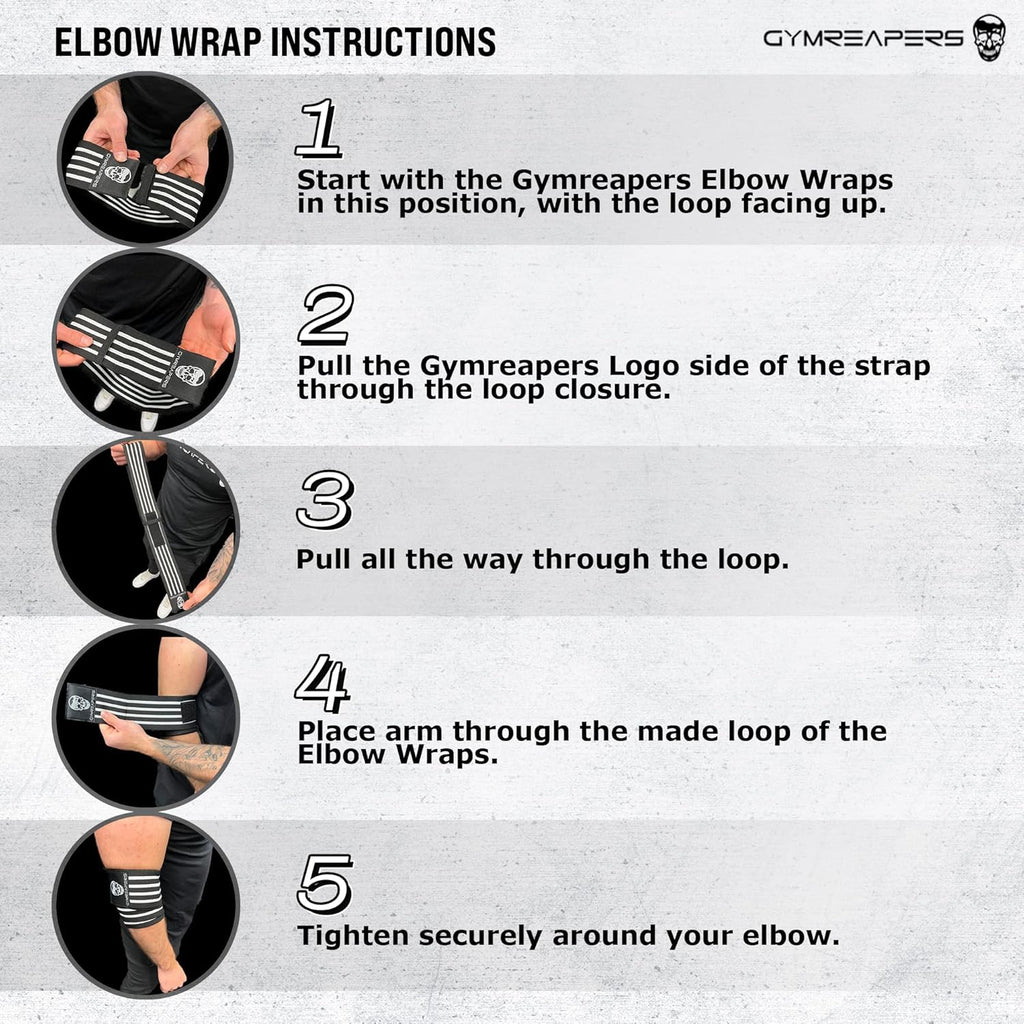 Gymreapers Elbow Wraps (Pair) — 40 inch Compression Support for Bench Press