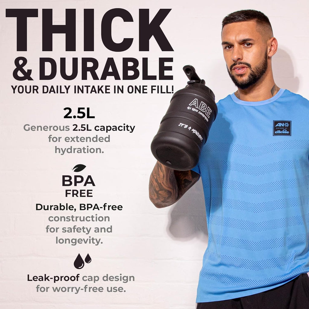 Applied Nutrition ABE 2.5L Water Jug — Large Leakproof Gym Hydration Bottle