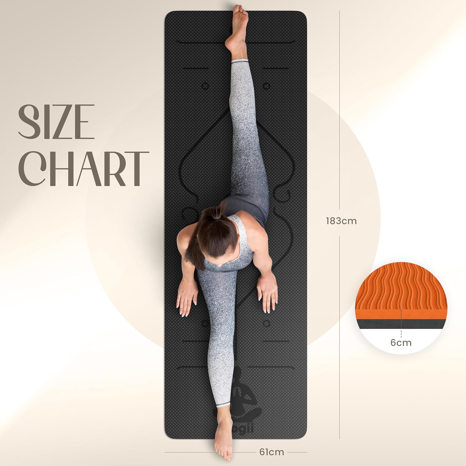 Yogii Yoga Mat — Non-Slip 6mm TPE Mat with Alignment Guides for Home & Gym
