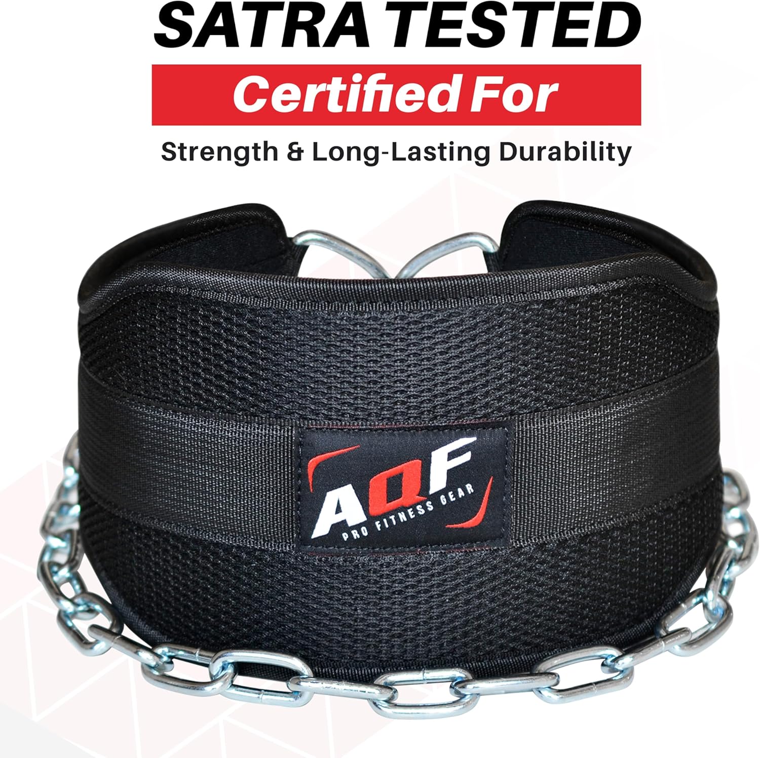 AQF Dip Belt — Neoprene Padded Weight Belt with 36 inch Steel Chain