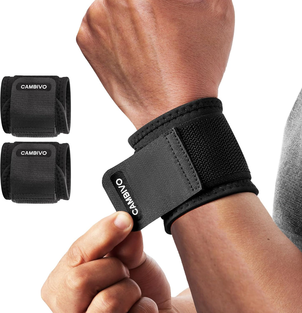 CAMBIVO Wrist Supports 2-Pack — Compression Wraps for Lifting & Pain Relief