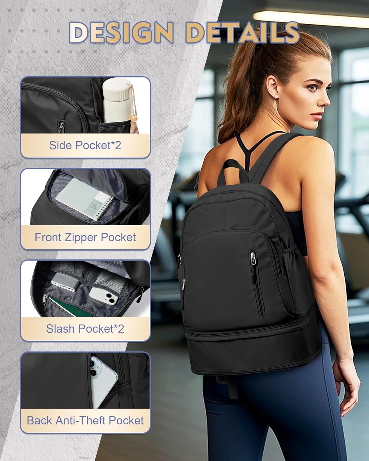 Gym Backpack with Shoe Compartment — Waterproof Sports & Swim Backpack