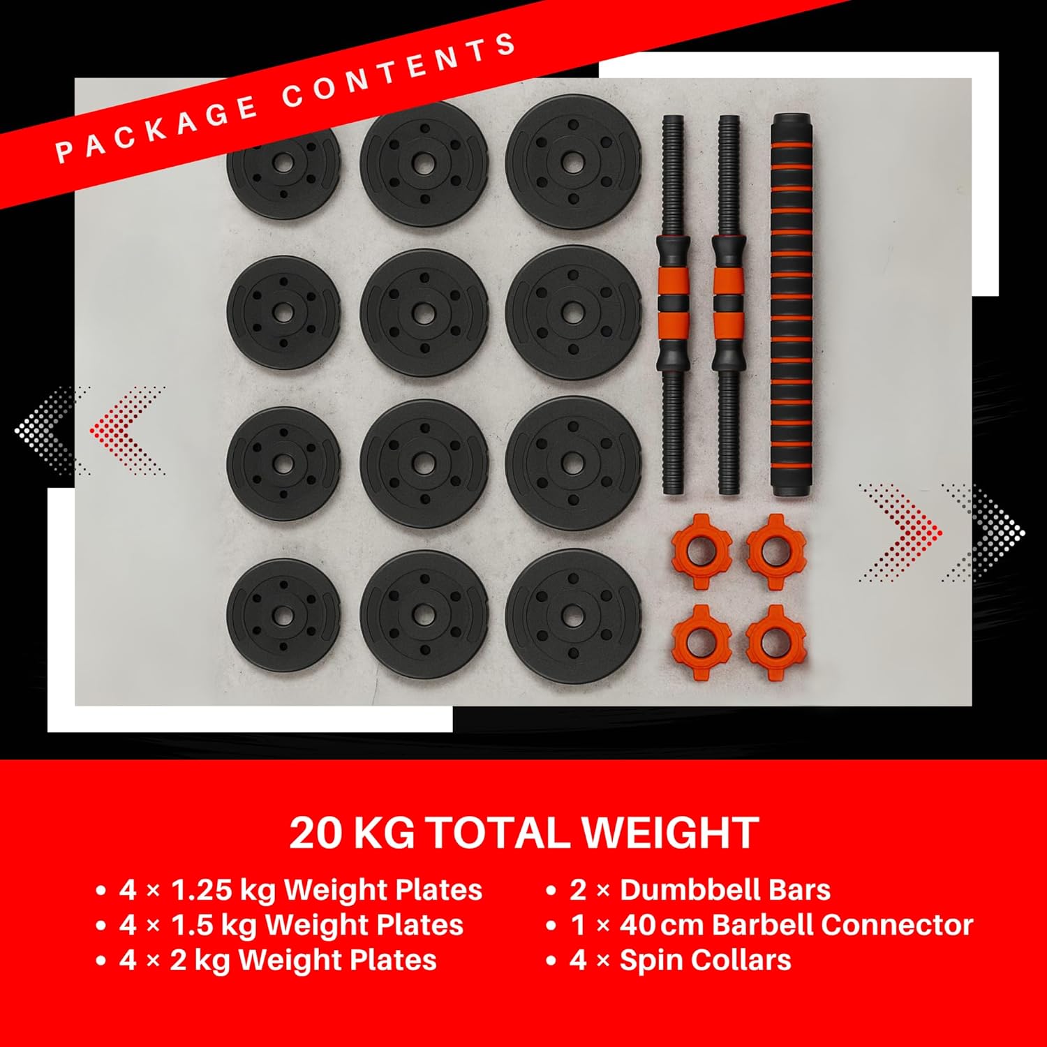 Straame 20KG Adjustable Dumbbell & Barbell Set — Home Gym Free Weights
