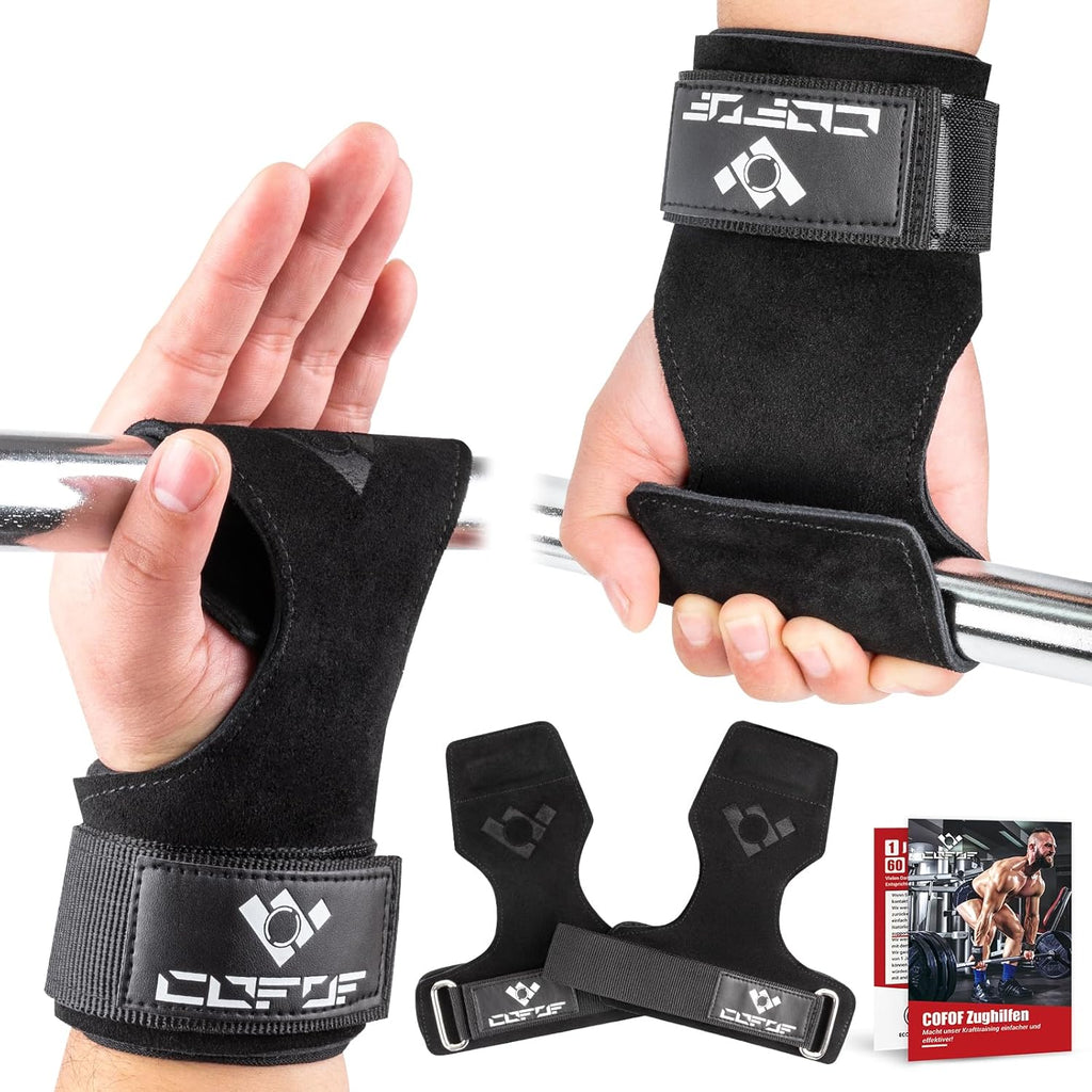 Weight Lifting Wrist Straps — Double Layer Leather Gym Straps for Deadlifts