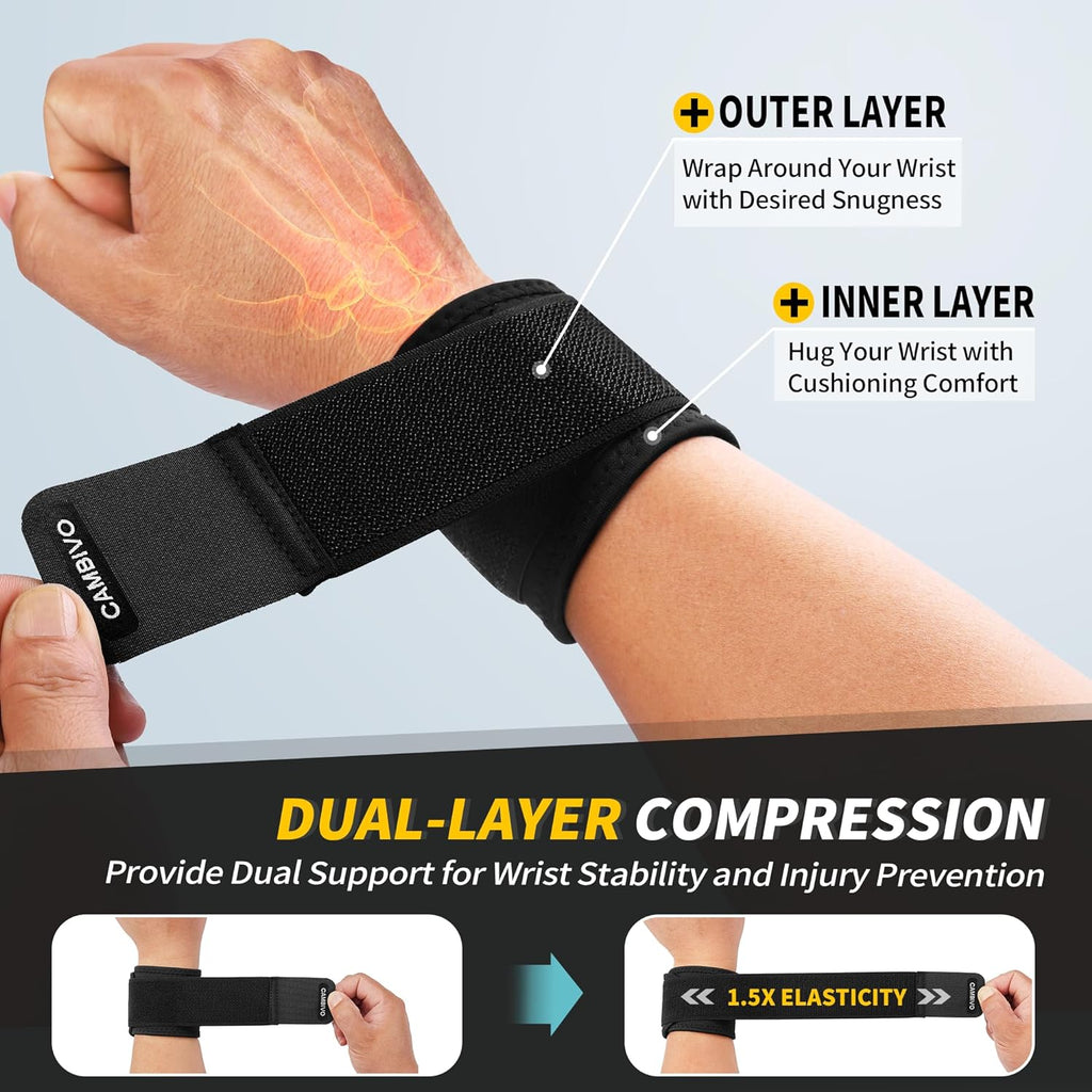 CAMBIVO Wrist Supports 2-Pack — Compression Wraps for Lifting & Pain Relief