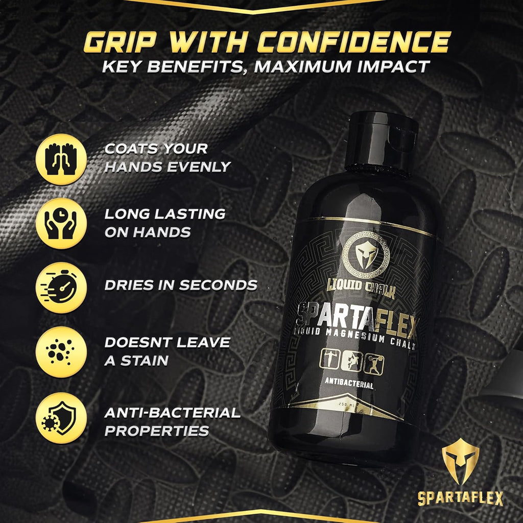 SpartaFlex Liquid Chalk 250ml — Quick-Dry Grip Chalk for Lifting & Climbing