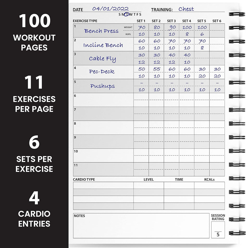 Ultimate Gym Workout Log Book — 100 Page A5 Training Planner & Fitness Journal