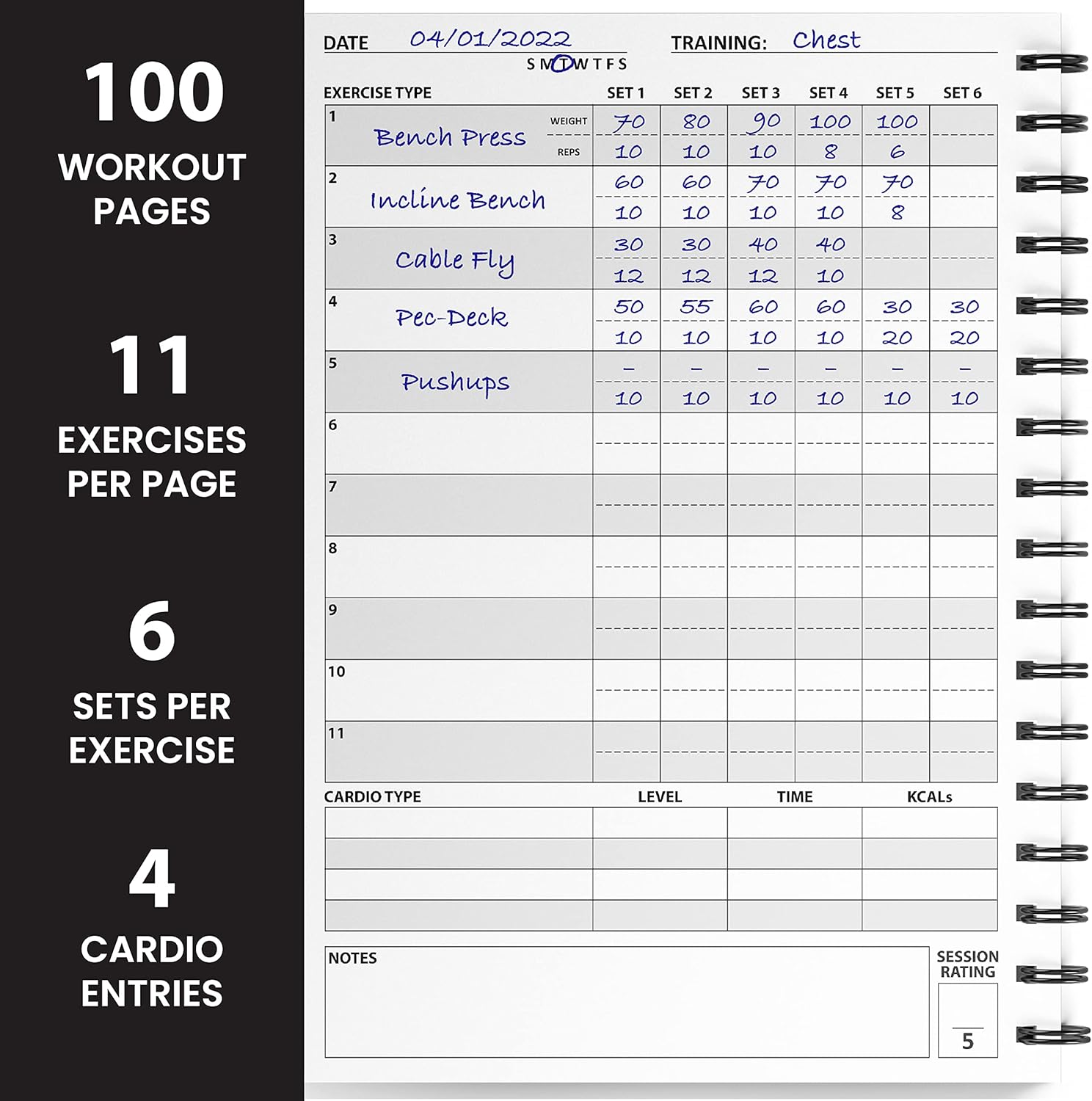 Ultimate Gym Workout Log Book — 100 Page A5 Training Planner & Fitness Journal