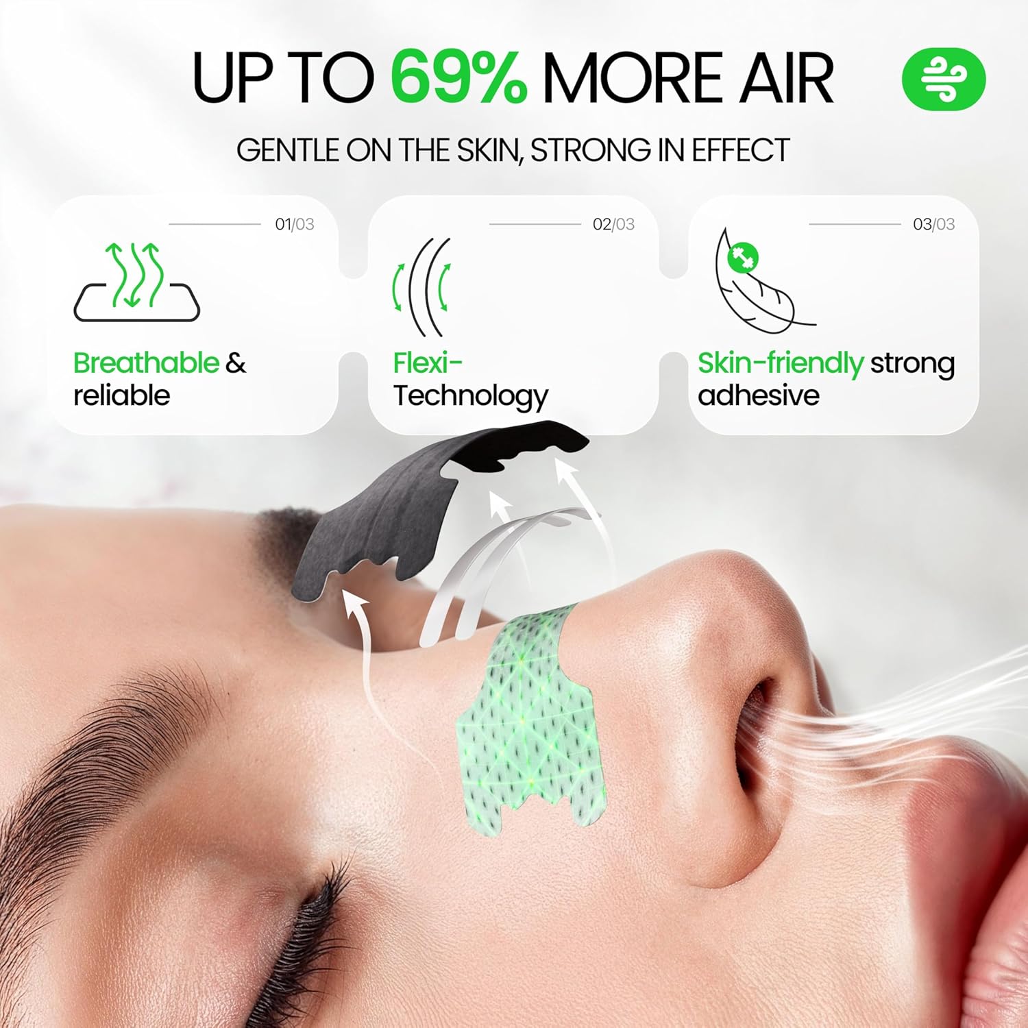 Ellicit Nasal Strips 30 Pack — Anti-Snoring Nose Strips for Sport & Sleep