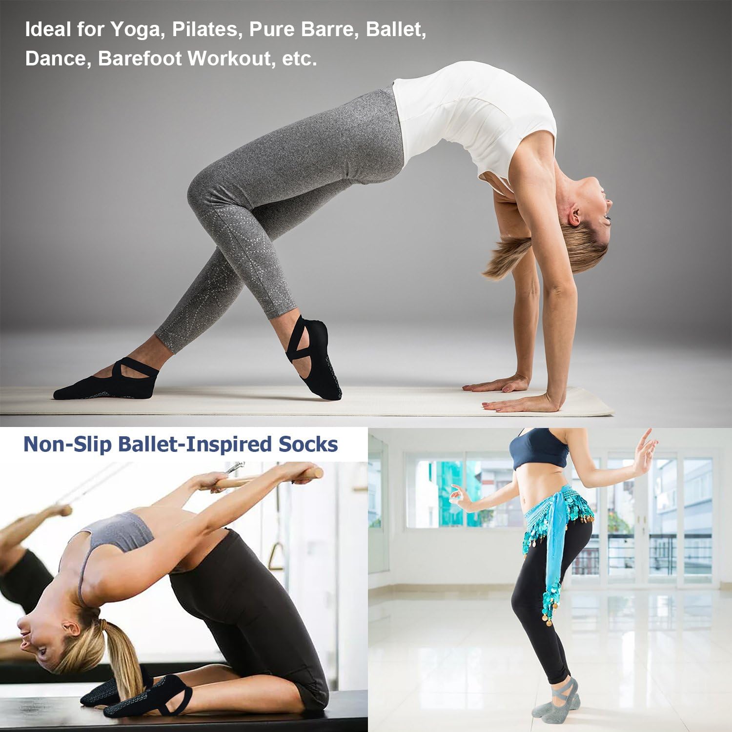 Ozaiic Yoga Socks for Women — Non-Slip Five-Toe Grip Socks for Pilates & Barre