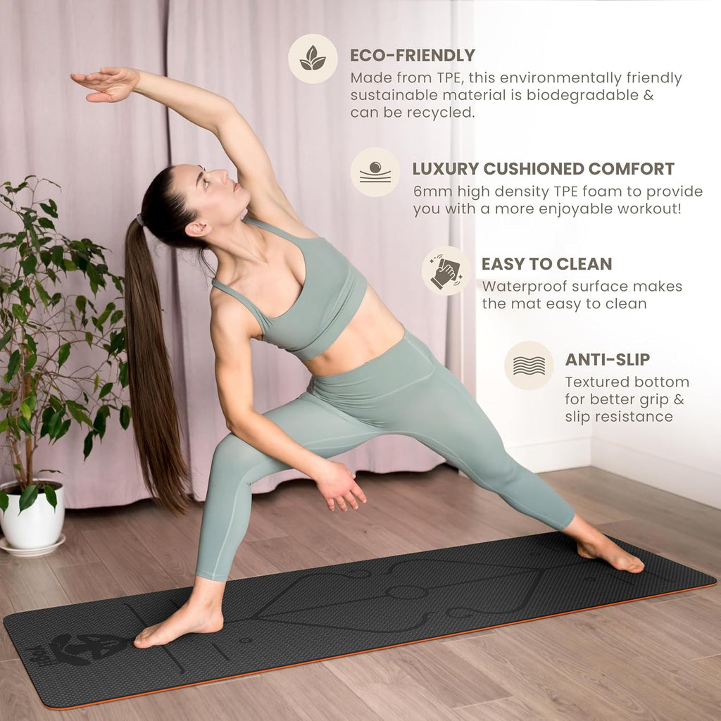 Yogii Yoga Mat — Non-Slip 6mm TPE Mat with Alignment Guides for Home & Gym