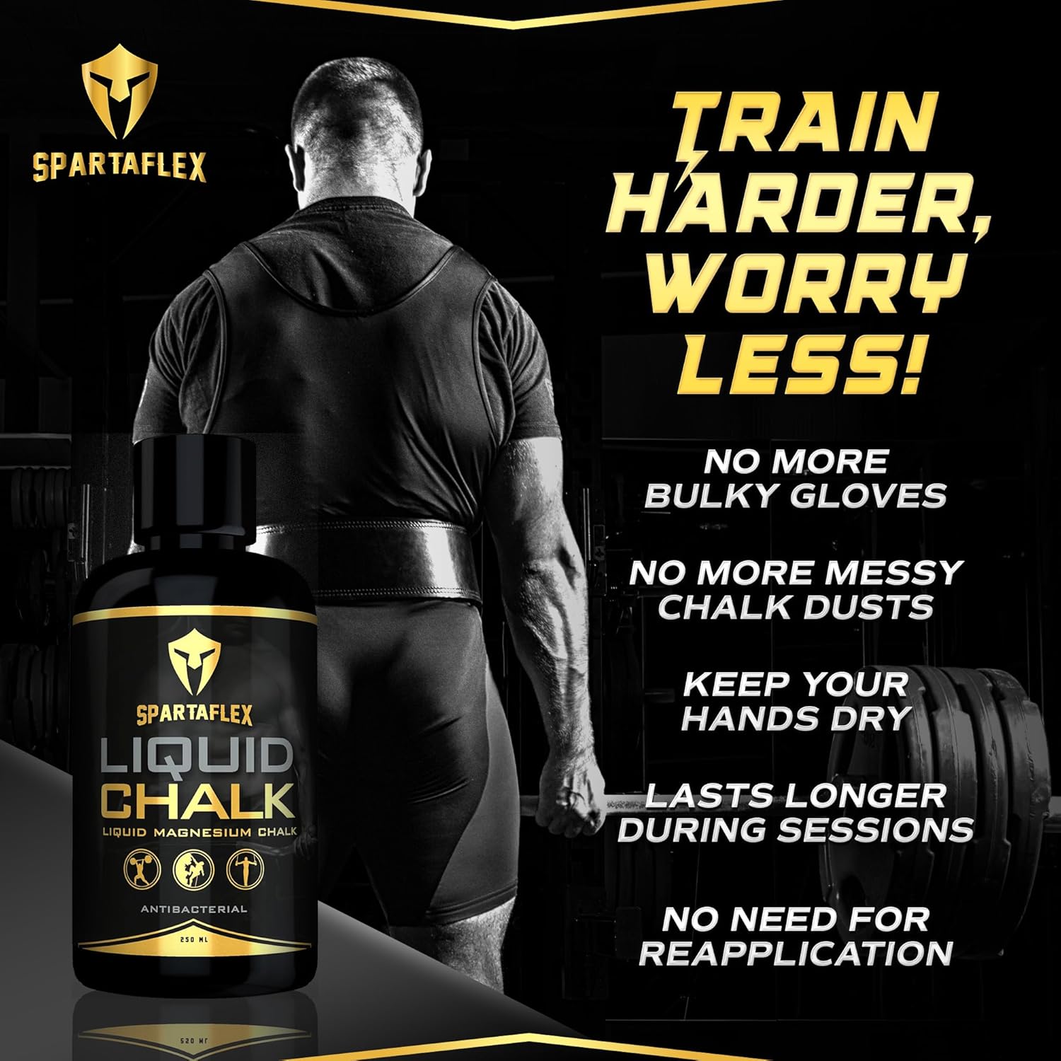 SpartaFlex Liquid Chalk 250ml — Quick-Dry Grip Chalk for Lifting & Climbing