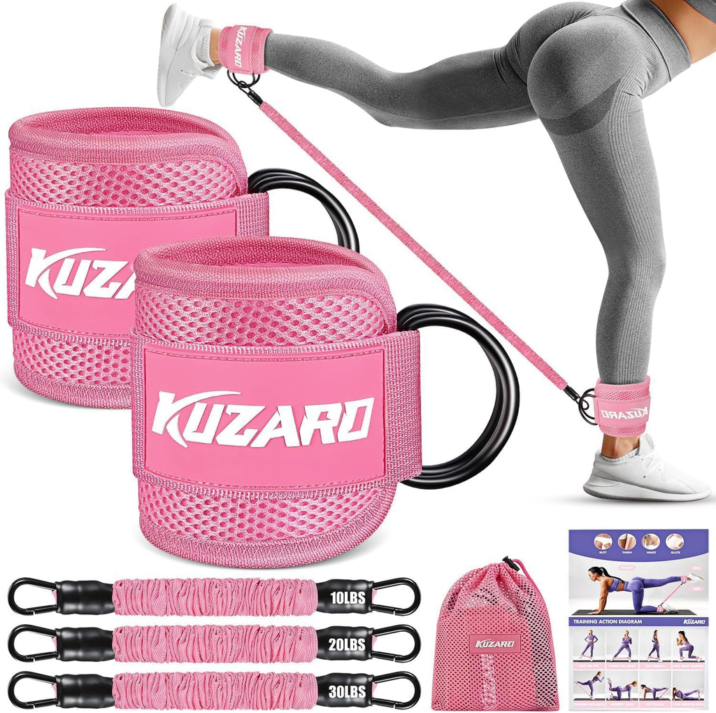 KUZARO Resistance Bands with Ankle Straps — Glutes & Leg Workout Equipment