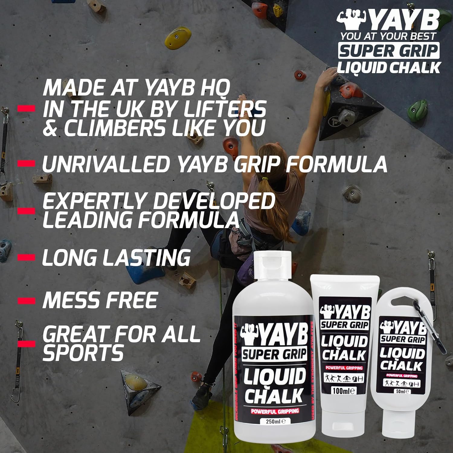 YAYB Liquid Chalk — Fast-Drying Grip Chalk for Weightlifting, Climbing & Gym