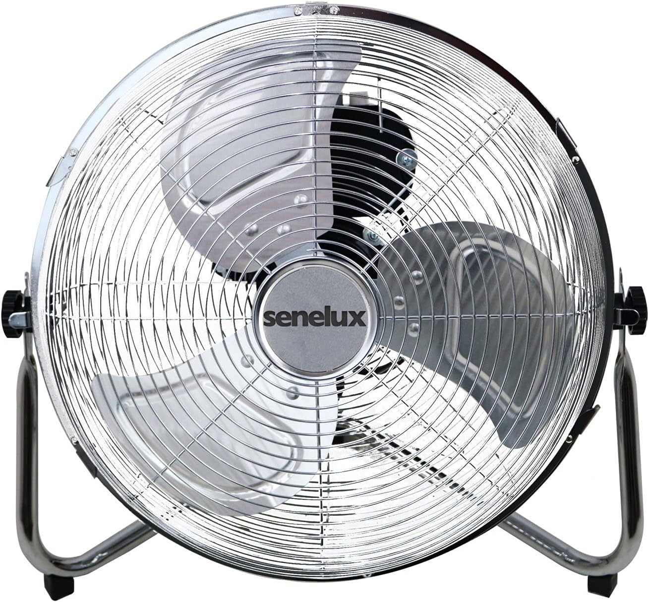 Senelux Chrome Gym Floor Fan — 3-Speed Portable Electric Cooling Fan