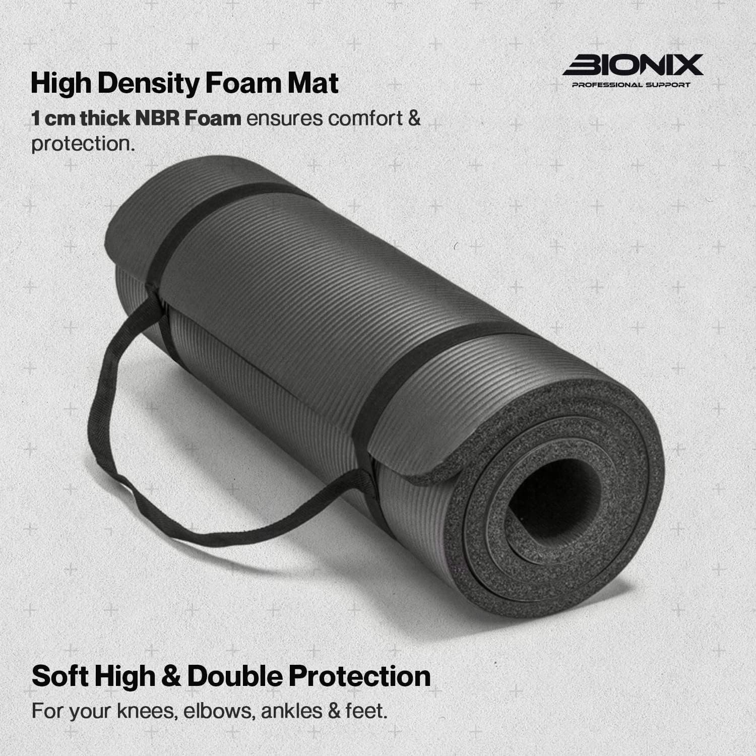 Bionix Travel Yoga Mat — Non-Slip NBR Foam Exercise Mat with Carry Straps