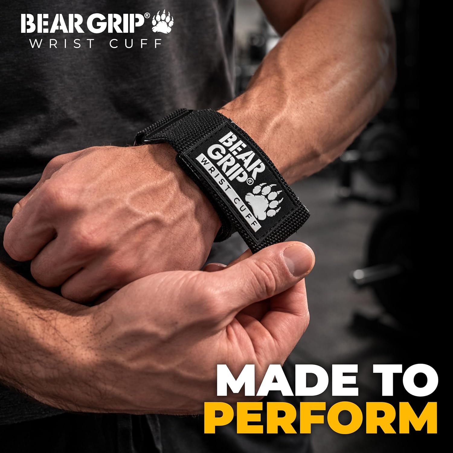 BEAR GRIP Ankle Straps for Cable Machines — Adjustable Gym Cuffs, Men & Women