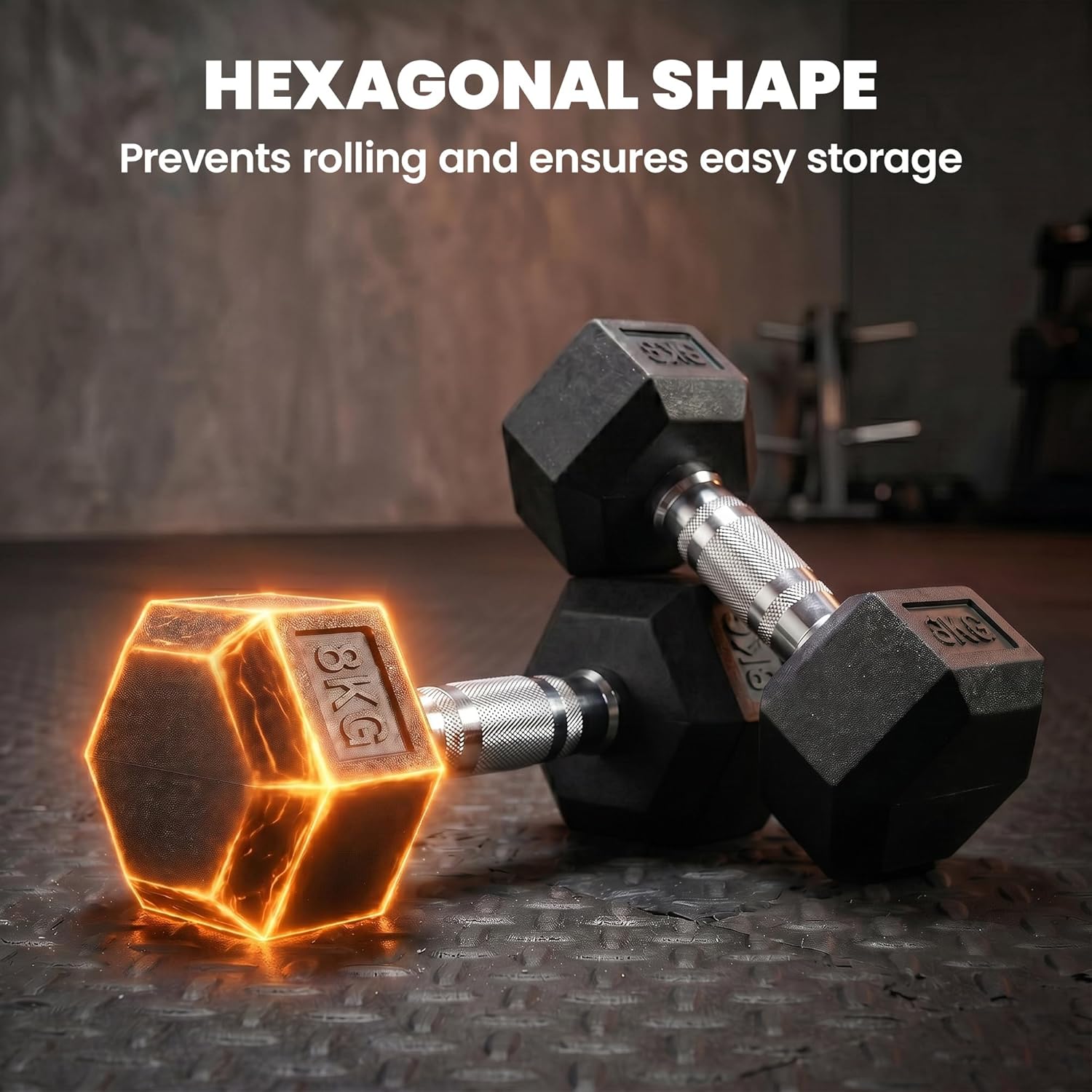 HOMCOM Rubber Hex Dumbbell Set — Anti-Roll Free Weights for Home Gym Training