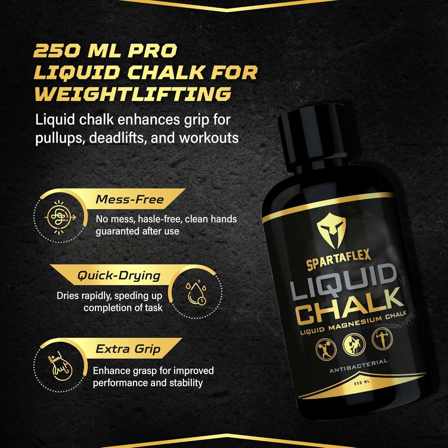 SpartaFlex Liquid Chalk 250ml — Quick-Dry Grip Chalk for Lifting & Climbing