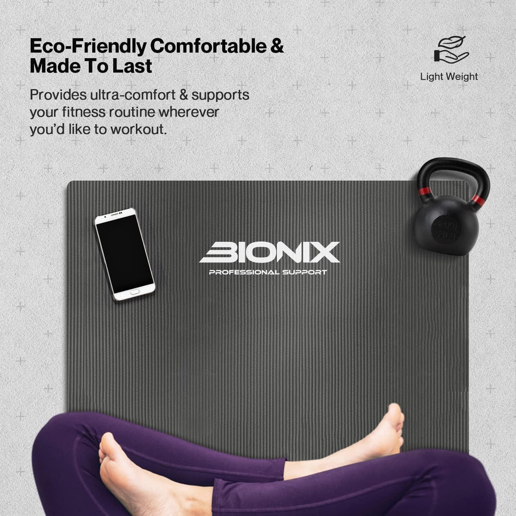 Bionix Travel Yoga Mat — Non-Slip NBR Foam Exercise Mat with Carry Straps
