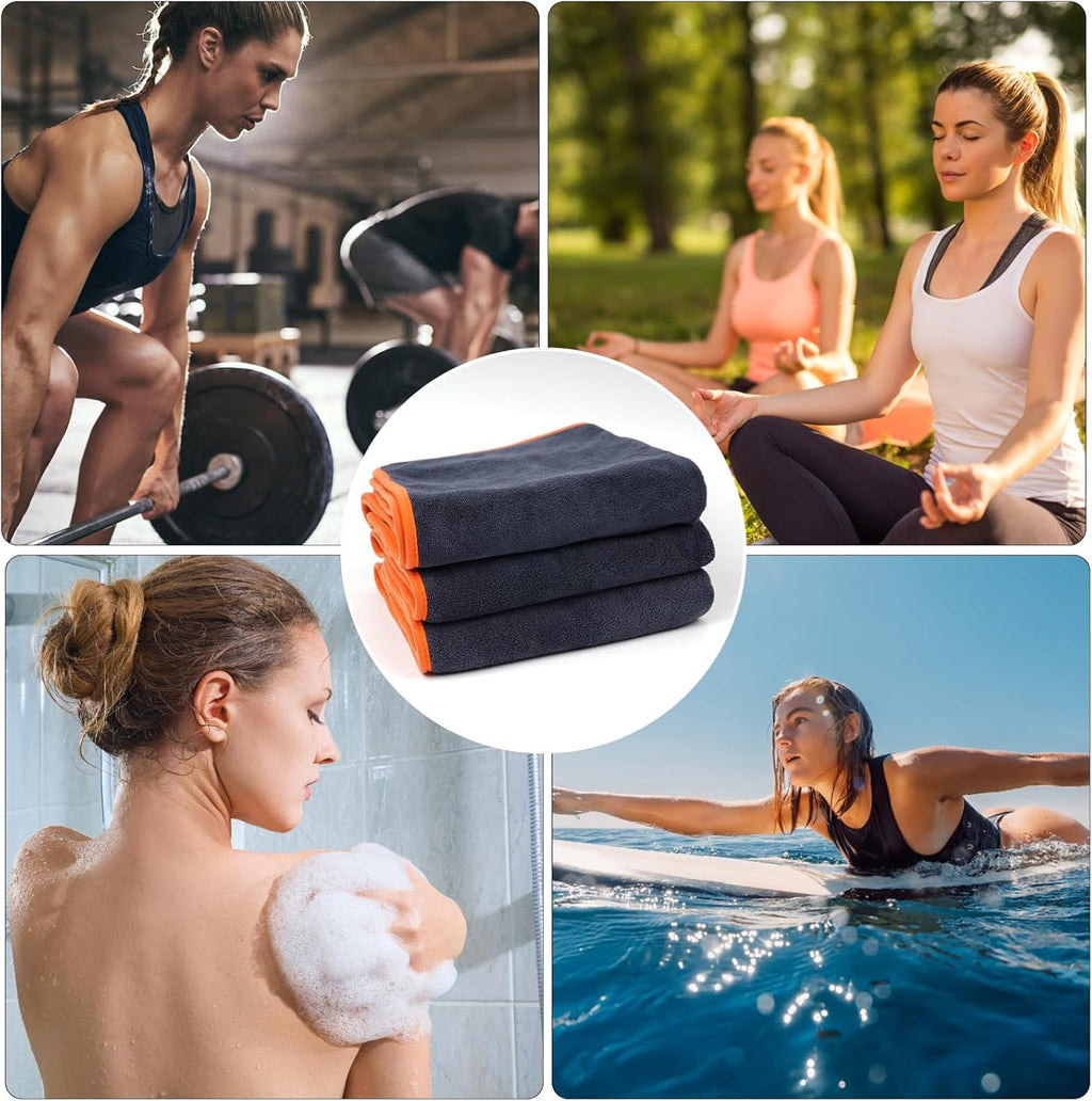 Microfibre Gym Towel 3 Pack — Fast Drying Sports Towel for Gym, Yoga & Travel