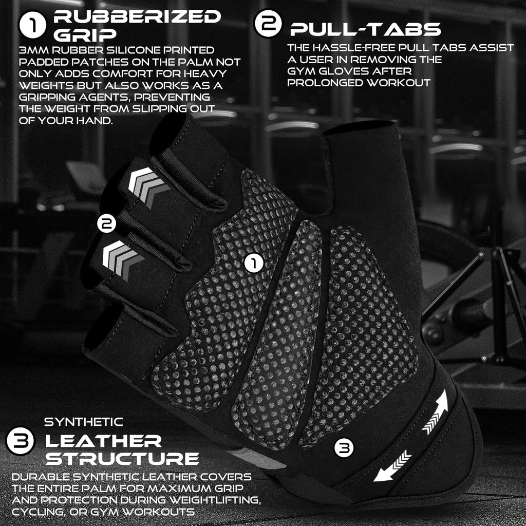 BEAST RAGE Weight Lifting Gloves — Non-Slip Gym Gloves for Men & Women