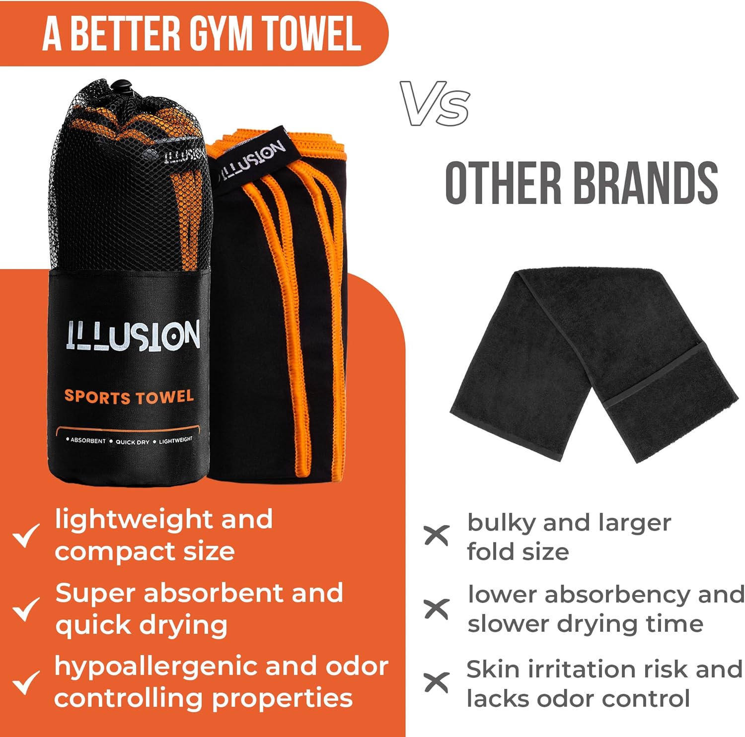 illusion Microfibre Gym Towel — Lightweight Quick-Dry Sports Towel for Gym & Travel