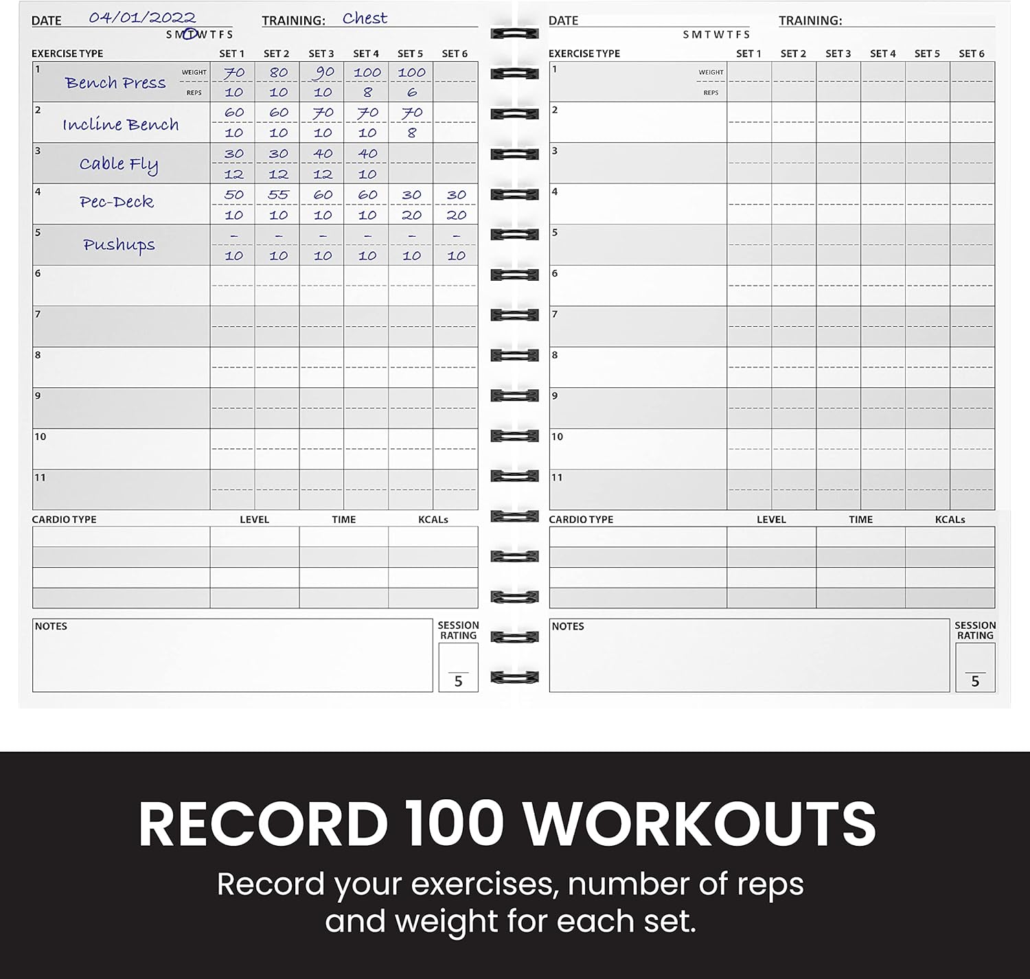 Ultimate Gym Workout Log Book — 100 Page A5 Training Planner & Fitness Journal