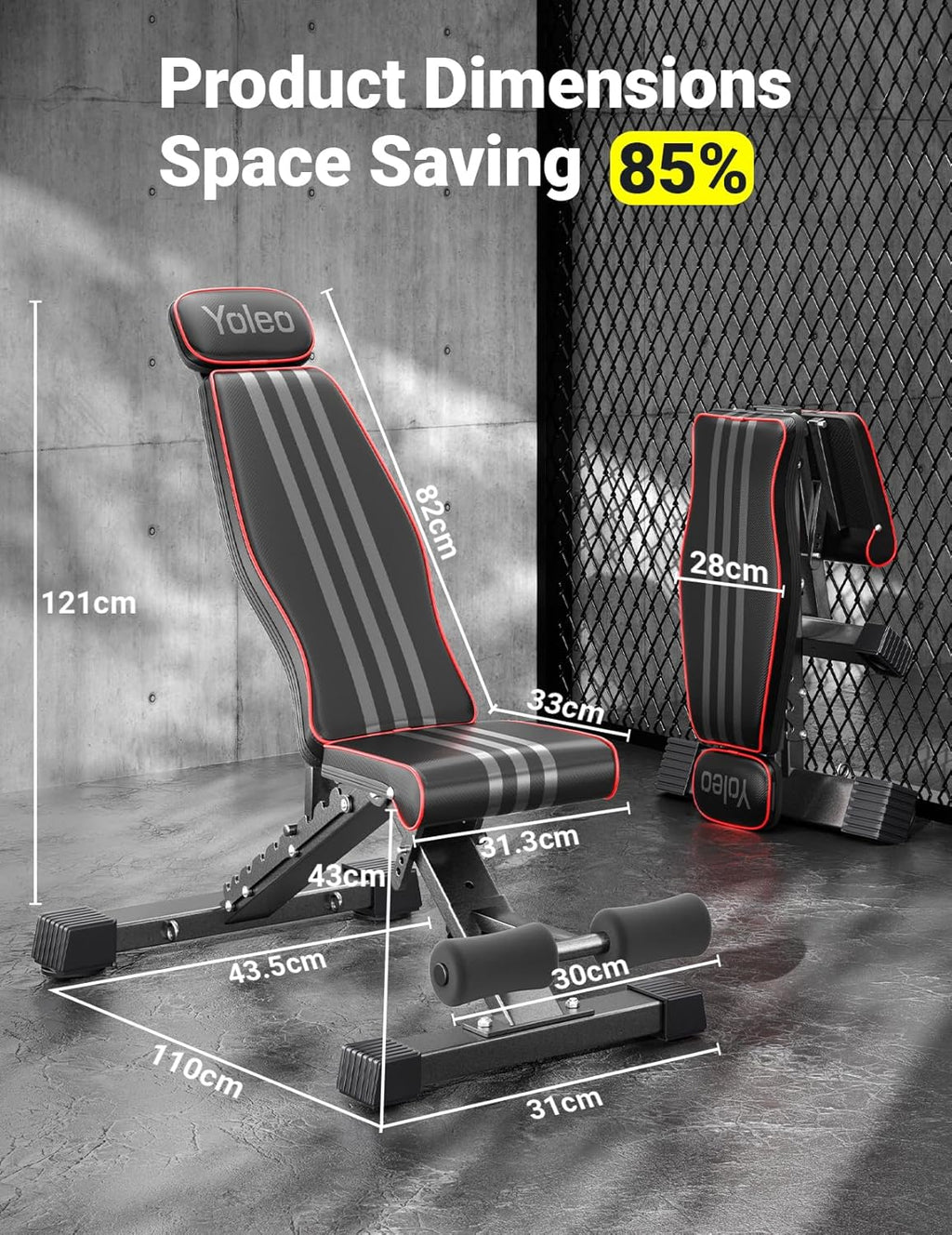 YOLEO Adjustable Weight Bench — Flat, Incline & Decline Home Gym Bench Press