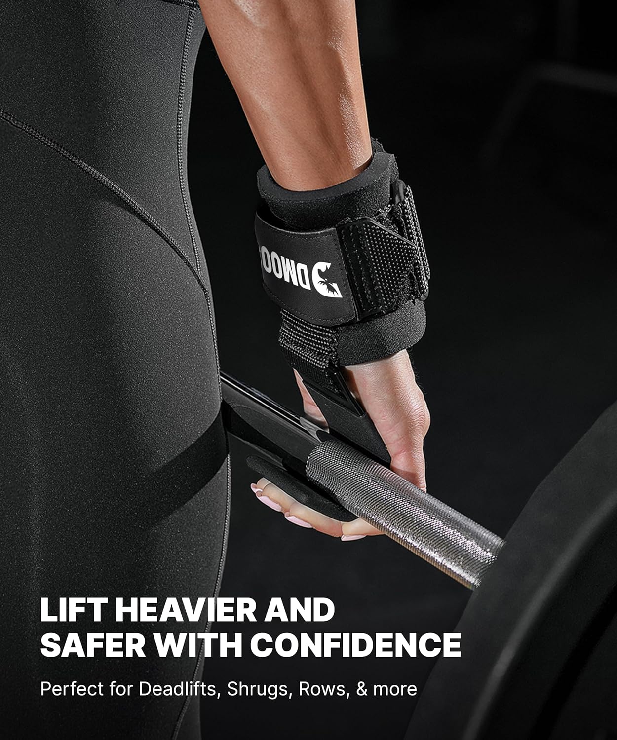 DMoose Weight Lifting Hooks (Pair) — Heavy-Duty Wrist Straps for Deadlifts