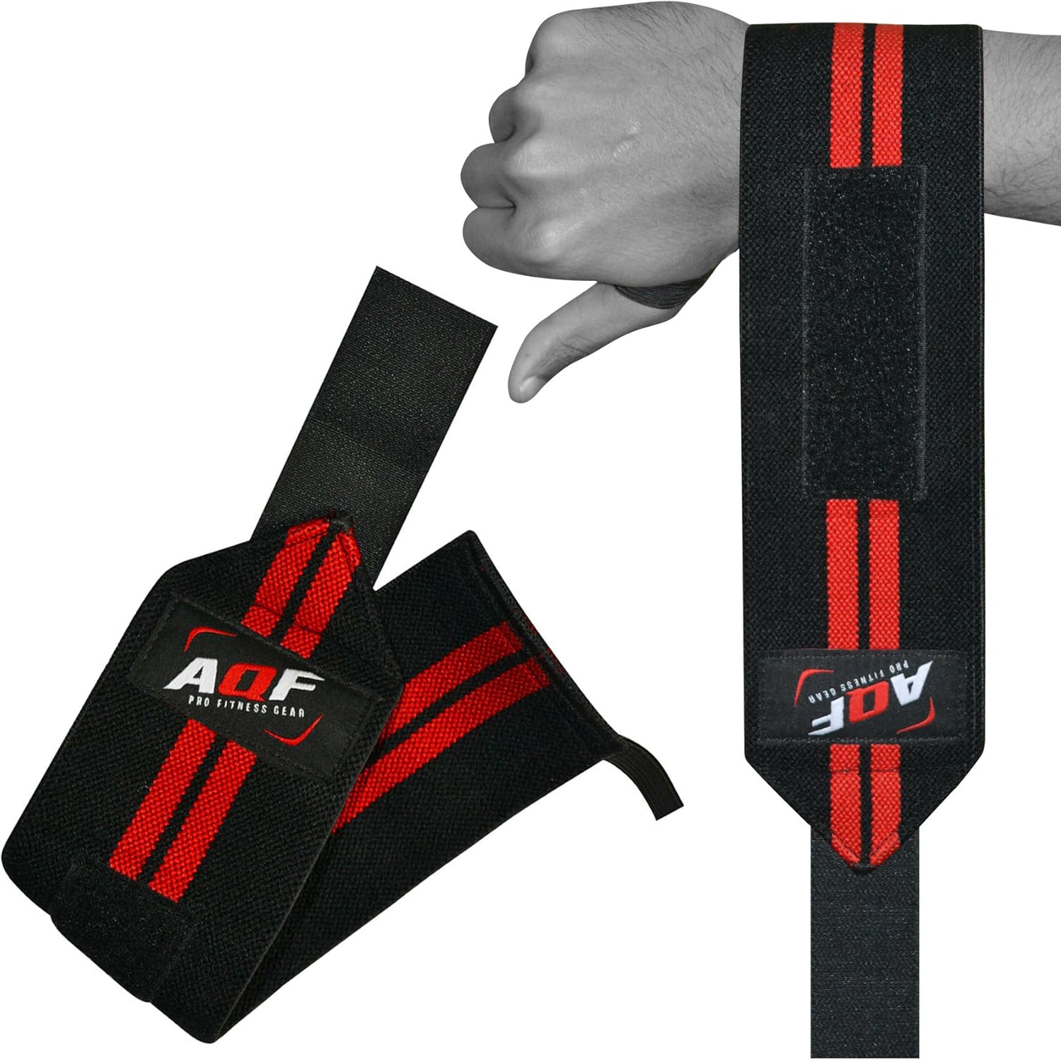 AQF Weight Lifting Wrist Wraps — Gym Training Wrist Support Straps, Sold as Pair