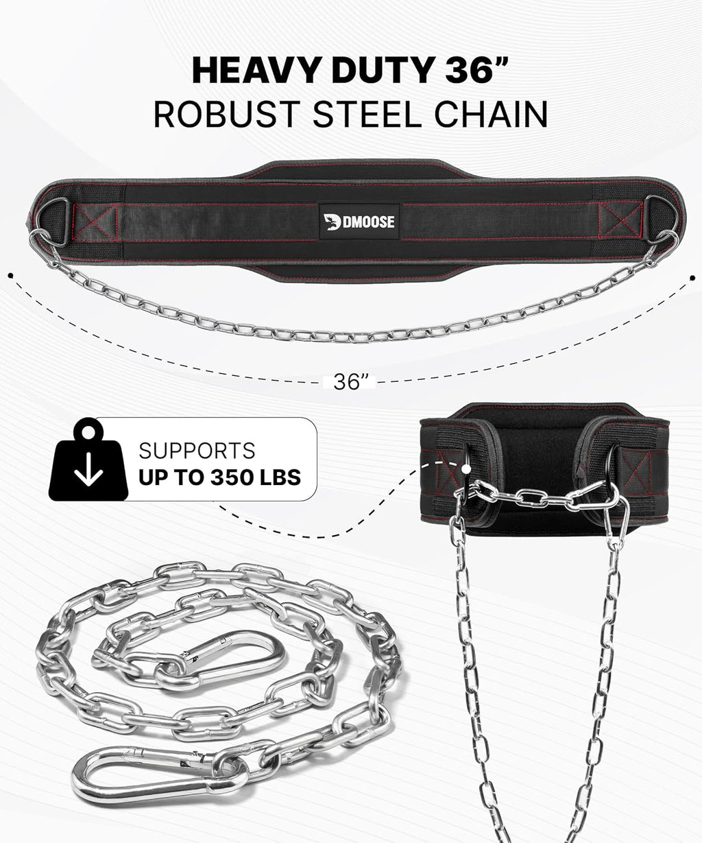 DMoose Dip Belt — 36 inch Steel Chain Weight Belt for Pull-Ups & Dips