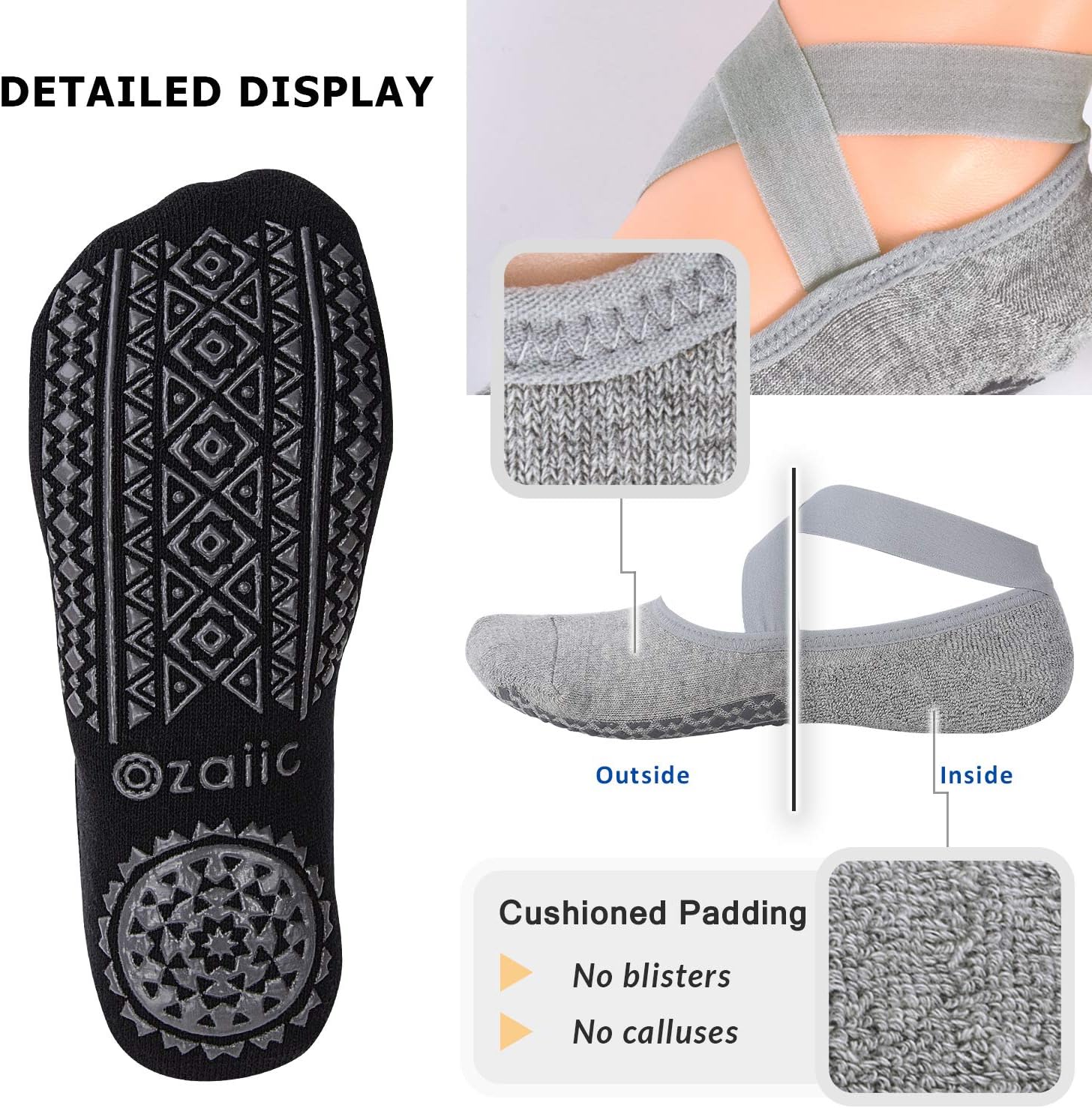 Ozaiic Yoga Socks for Women — Non-Slip Five-Toe Grip Socks for Pilates & Barre
