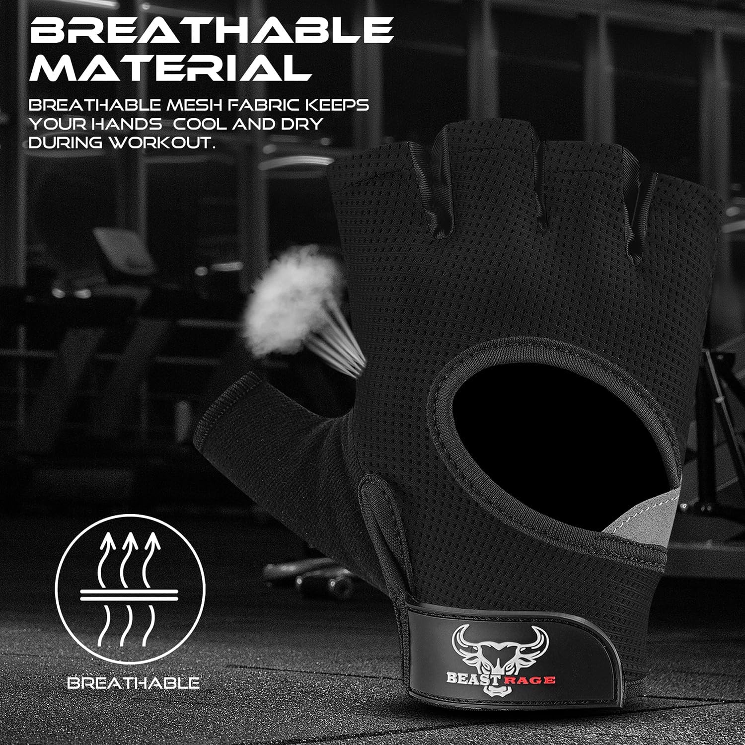 BEAST RAGE Weight Lifting Gloves — Non-Slip Gym Gloves for Men & Women