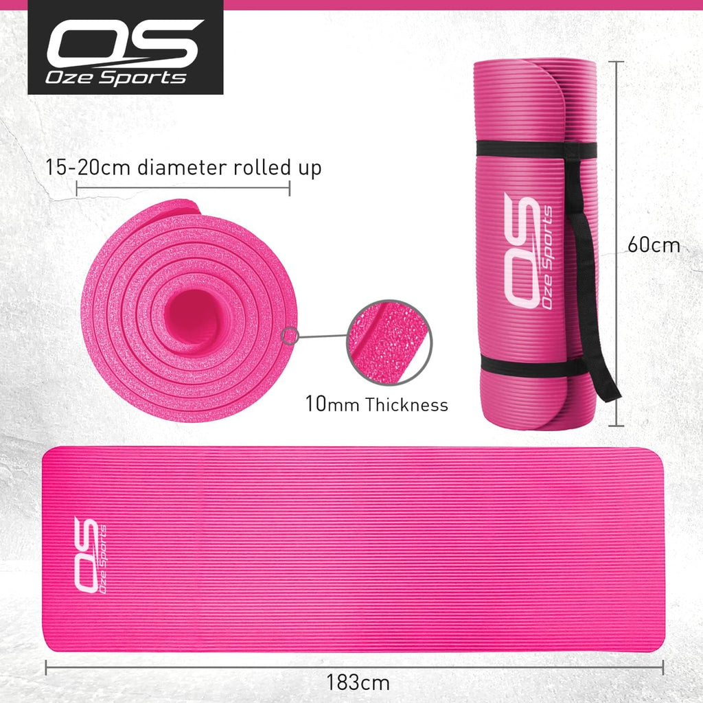 OZE Sports Yoga Mat — Extra Thick Non-Slip NBR Mat with Carry Strap