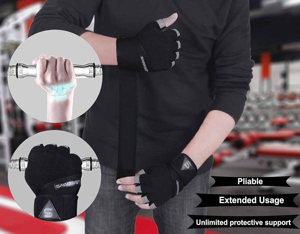 SAWANS Weight Lifting Gloves — Padded Gym Gloves with Wrist Support