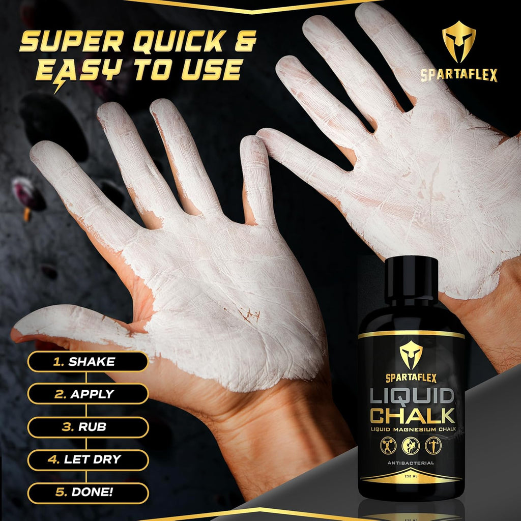SpartaFlex Liquid Chalk 250ml — Quick-Dry Grip Chalk for Lifting & Climbing