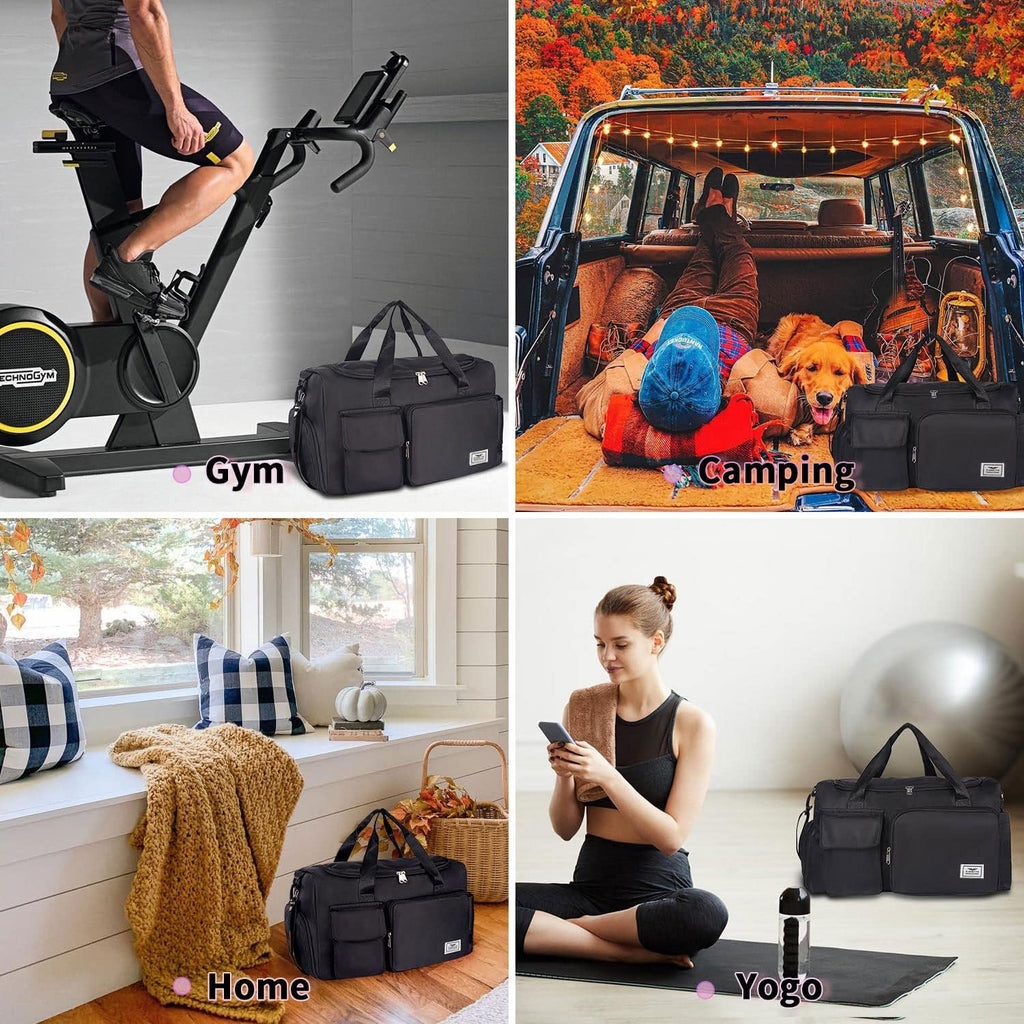 FIORETTO Sports Gym Duffle Bag — Water Resistant Holdall with Shoe Compartment